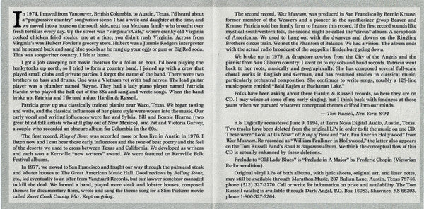 Hardin & Russell : Tom Russell & Patricia Hardin: The Early Years (1975-79) (CD, Comp)