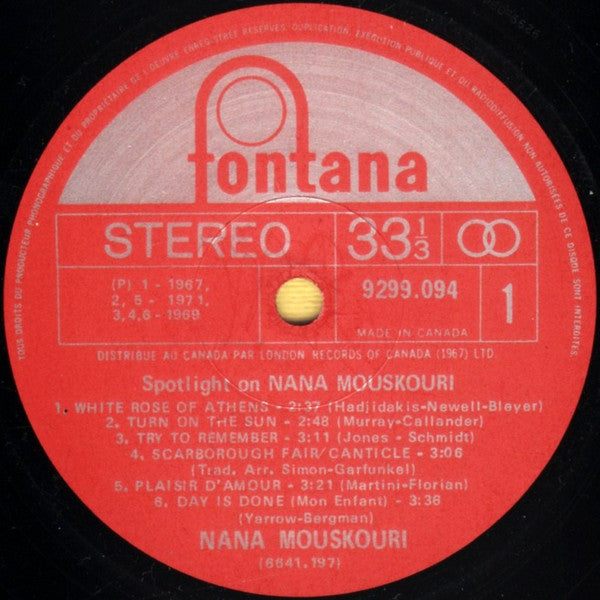 Nana Mouskouri : Spotlight On (2xLP, Comp, Red)