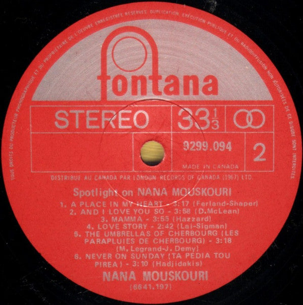 Nana Mouskouri : Spotlight On (2xLP, Comp, Red)
