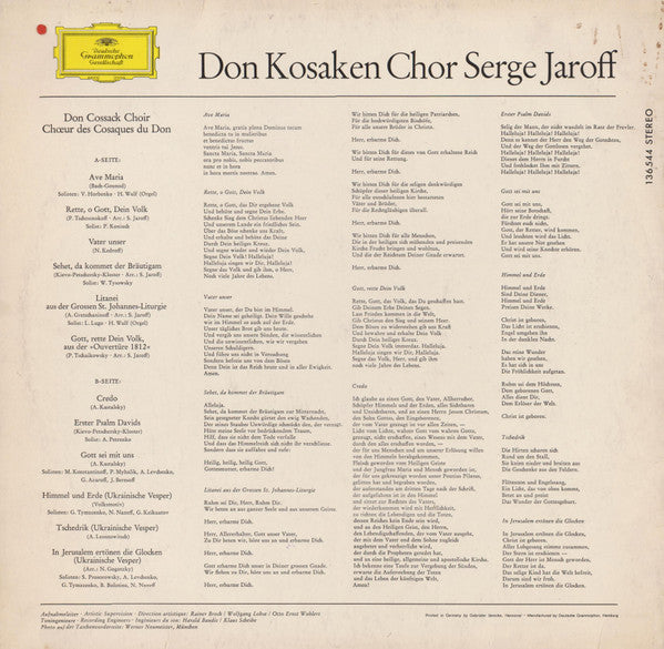 Don Kosaken Chor Serge Jaroff : Ave Maria (LP, Album)