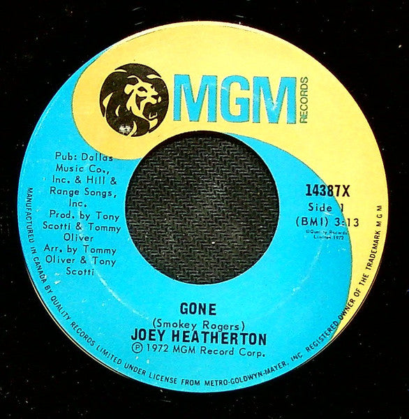Joey Heatherton : Gone / The Road I Took To You (Pieces) (7", Single)