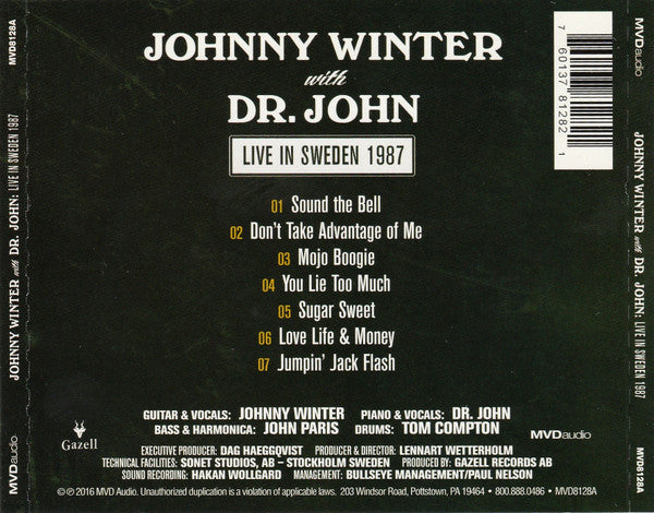 Johnny Winter With Dr. John : Live In Sweden 1987 (CD, Album)