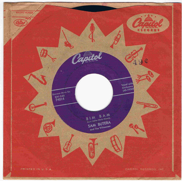 Sam Butera And The Witnesses : Bim Bam / Twinkle In Your Eyes (7", Single)