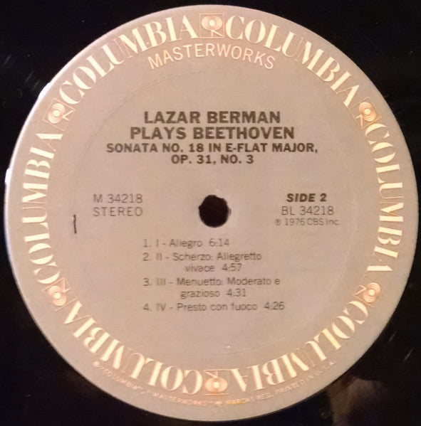 Lazar Berman, Ludwig van Beethoven : Lazar Berman Plays Beethoven: Sonata Op. 57 "Appassionata" / Sonata Op. 31, No. 3 (LP)