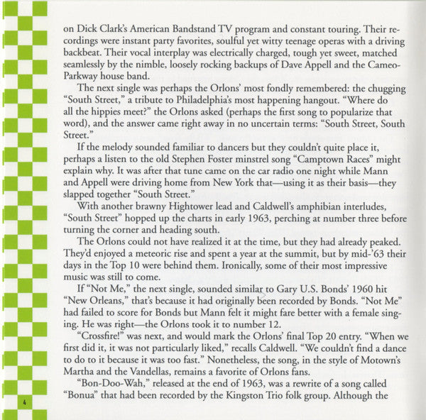 The Orlons : The Best Of The Orlons (Cameo Parkway 1961-1966) (CD, Comp, RM)