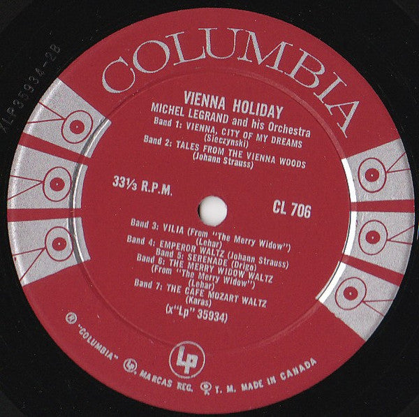 Michel Legrand And His Orchestra* : Vienna Holiday (LP, Album, Mono)