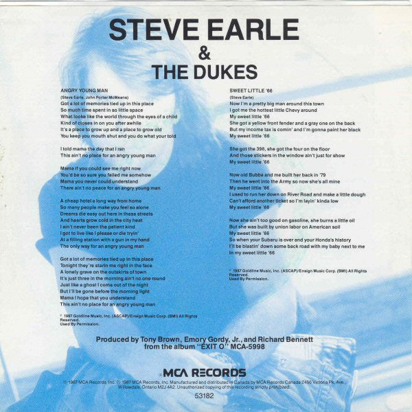 Steve Earle & The Dukes : Sweet Little '66 (7", Single)