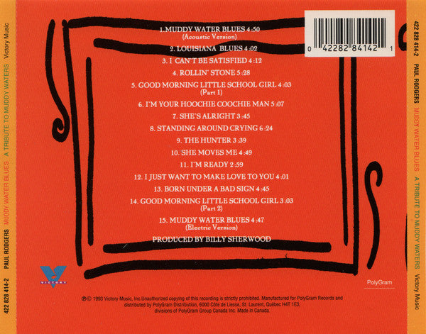 Paul Rodgers : Muddy Water Blues (A Tribute To Muddy Waters) (CD, Album)
