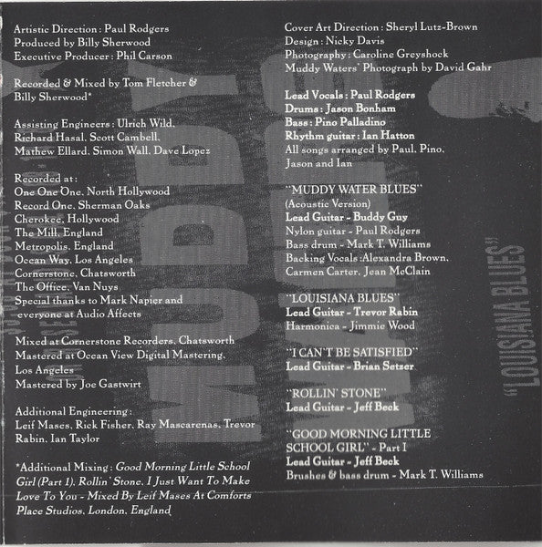 Paul Rodgers : Muddy Water Blues (A Tribute To Muddy Waters) (CD, Album)