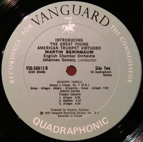 Martin Berinbaum, Johannes Somary, Harold Lester, English Chamber Orchestra : Introducing The Great Young American Trumpet Virtuoso Martin Berinbaum (LP, Album, Quad)