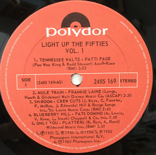 Various : Light Up The Fifties Vol.1 (LP, Comp)
