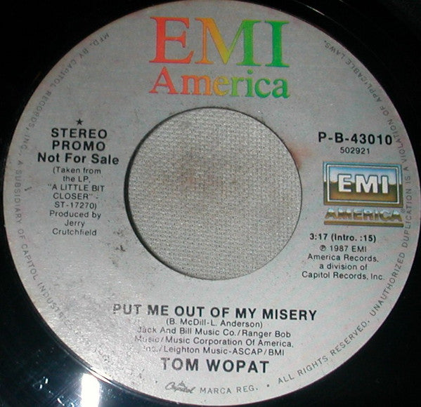 Tom Wopat : Put Me Out Of My Misery (7", Promo)
