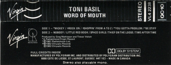 Toni Basil : Word Of Mouth (Cass, Album, Dol)