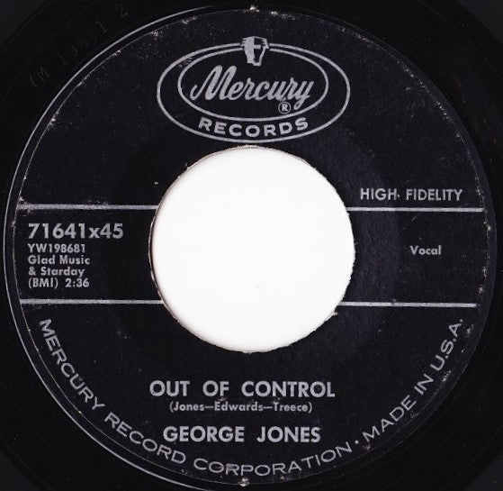 George Jones (2) : Out Of Control (7", Single, Styrene)