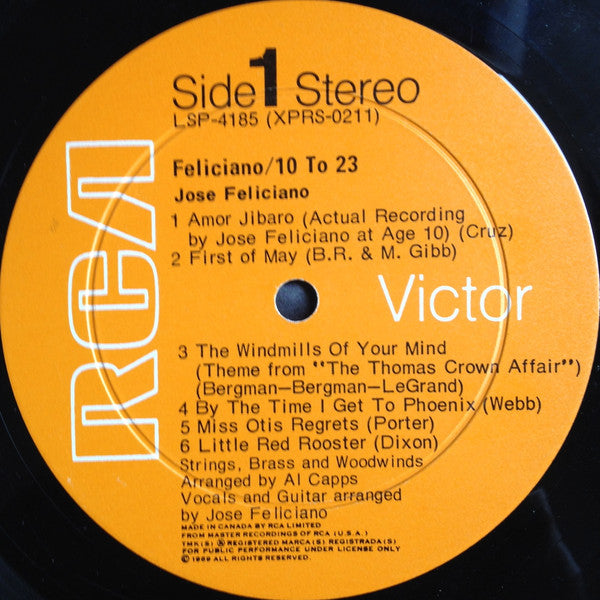 José Feliciano : 10 To 23 (LP, Album, Emb)