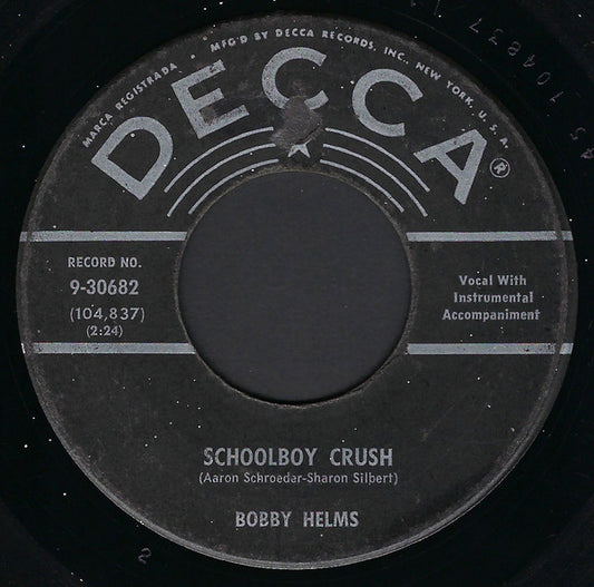 Bobby Helms : Schoolboy Crush (7", Single)