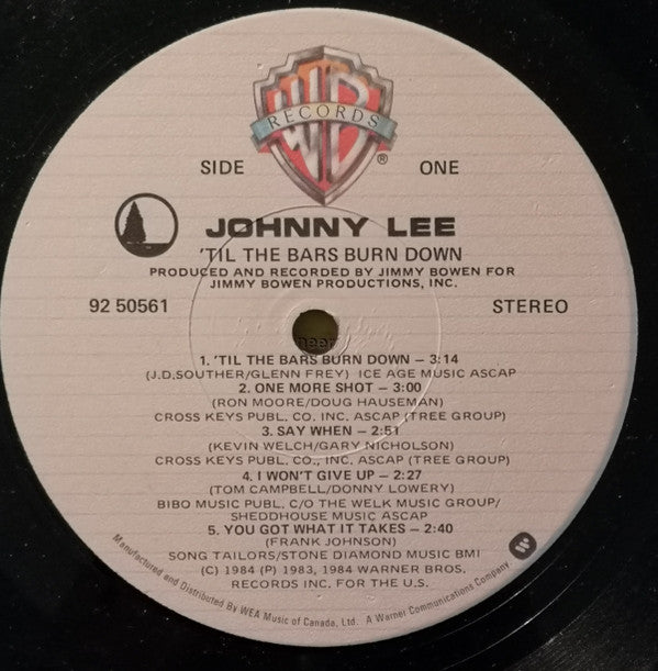 Johnny Lee (3) : 'Til The Bars Burn Down (LP, Album)