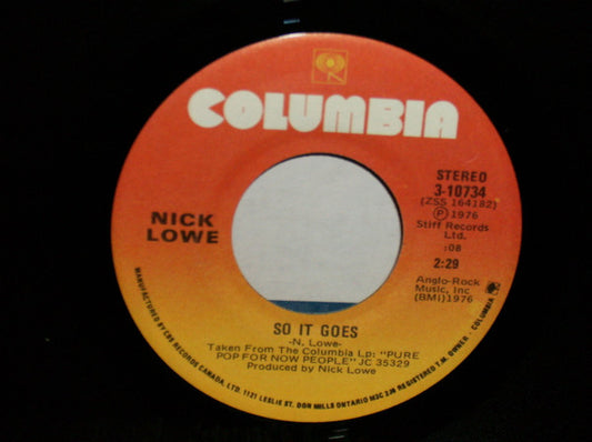 Nick Lowe : So It Goes (7", Single)