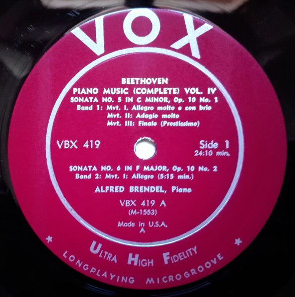 Ludwig van Beethoven, Alfred Brendel : Piano Music, Vol. IV (3xLP, Mono + Box)