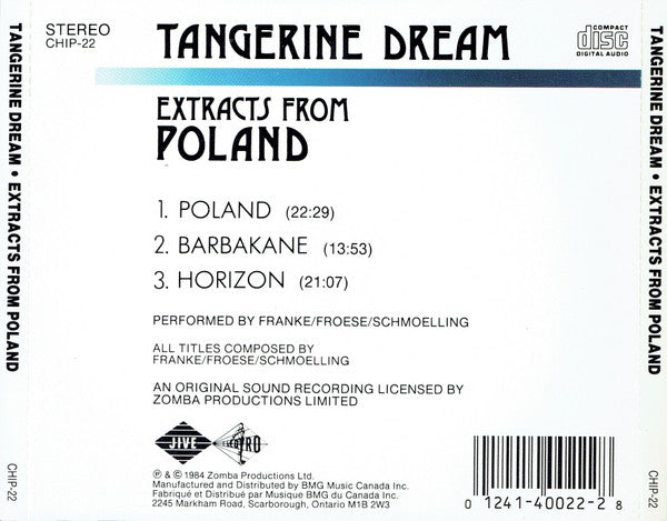 Tangerine Dream : Extracts From Poland (The Warsaw Concert) (CD, Album, RE)