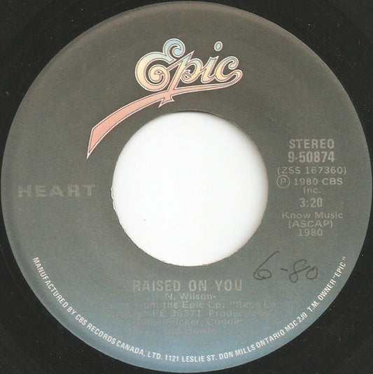 Heart : Raised On You / Down On Me (7", Single)