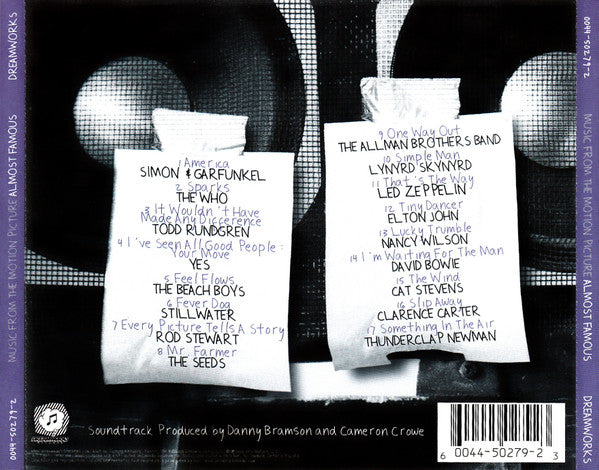 Various : Music From The Motion Picture Almost Famous (CD, Album, Comp)