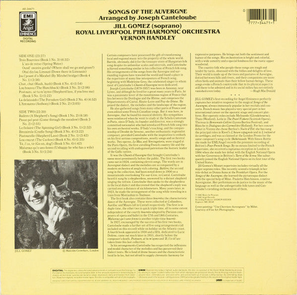 Joseph Canteloube, Jill Gomez, Royal Liverpool Philharmonic Orchestra, Vernon Handley : Songs Of The Auvergne (LP, Album)
