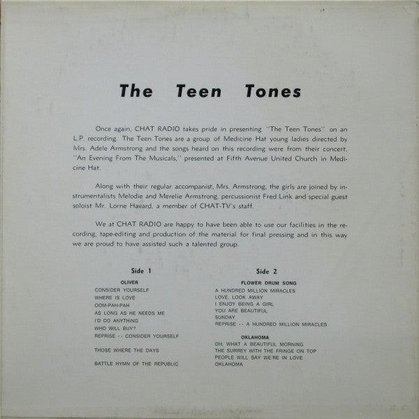 The Medicine Hat Teen Tones : The Teen Tones In Concert (LP, Album)