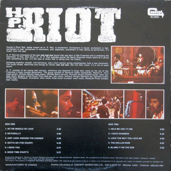 H.P. Riot : H. P. Riot (LP, Album, Gat)