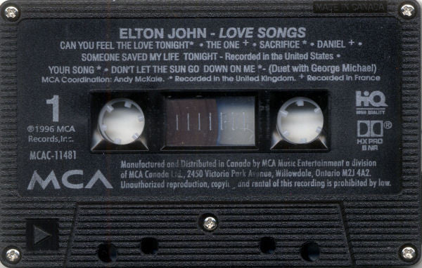 Elton John : Love Songs (Cass, Comp, Dol)