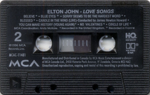 Elton John : Love Songs (Cass, Comp, Dol)
