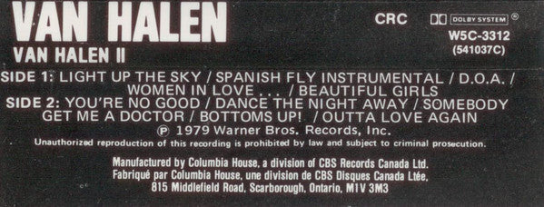 Van Halen : Van Halen II (Cass, Album, Club, Dol)