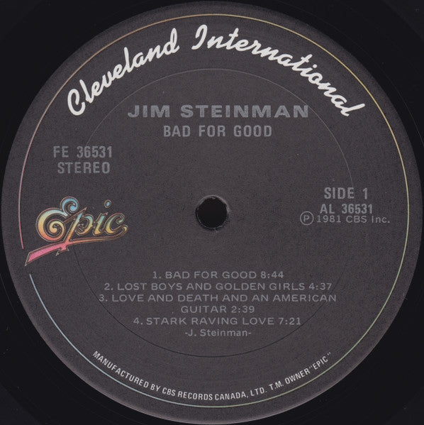 Jim Steinman : Bad For Good (LP, Album + 7", EP, Promo)