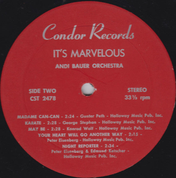 Andi Bauer Orchestra : It's Marvelous (LP)