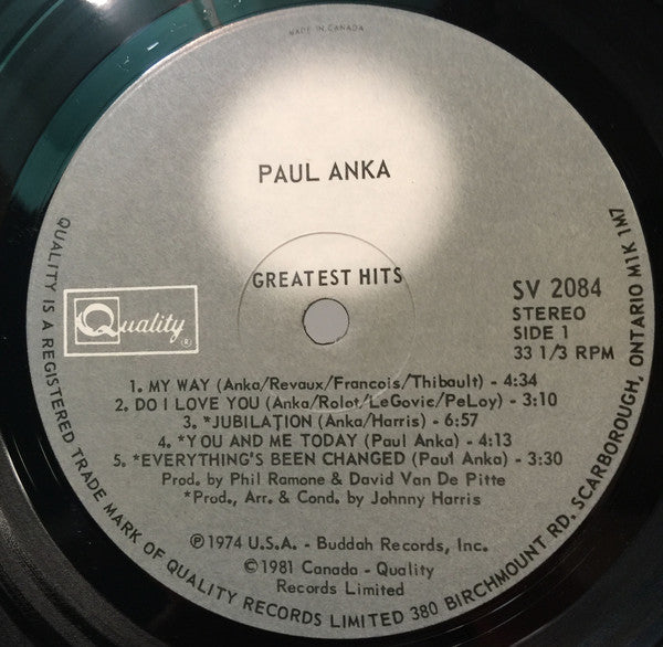 Paul Anka : The Greatest Hits Of Paul Anka (LP, Comp)