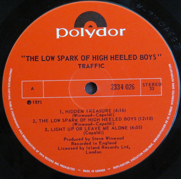 Traffic : The Low Spark Of High Heeled Boys (LP, Album)