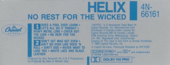 Helix (3) : No Rest For The Wicked (Cass, Album, RE, Dol)