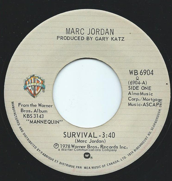 Marc Jordan : Survival (7", Single)