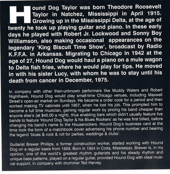 Hound Dog Taylor And The Houserockers* : Live In Boston (CD, Album, Comp, RM)