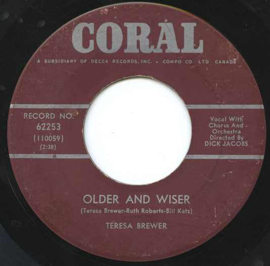 Teresa Brewer : Older And Wiser / Whip-Poor-Will (7", Single, Mono)