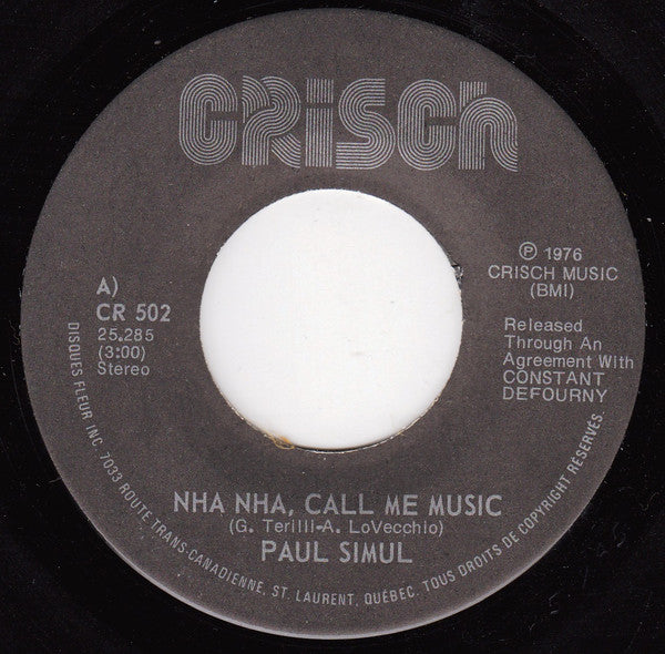 Paul Simul : Nha Nha Call Me Music (7", Single)