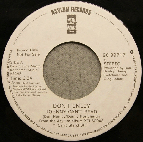 Don Henley : Johnny Can't Read (7", Single, Promo)
