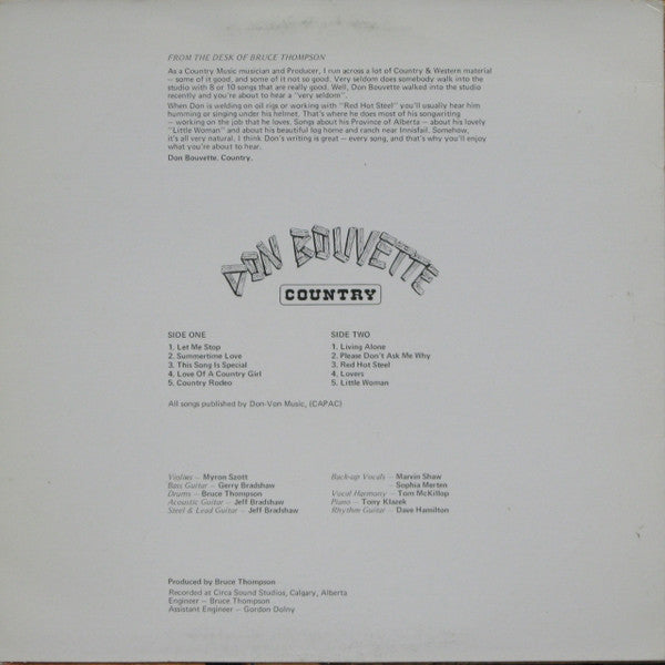 Don Bouvette : Country (LP, Album)
