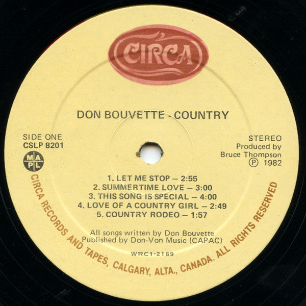 Don Bouvette : Country (LP, Album)