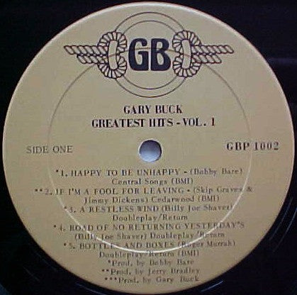 Gary Buck (2) : Greatest Hits Vol.1 (LP, Comp)