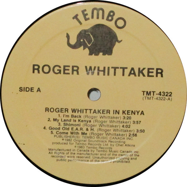 Roger Whittaker : Roger Whittaker In Kenya - A Musical Safari (LP, Album)