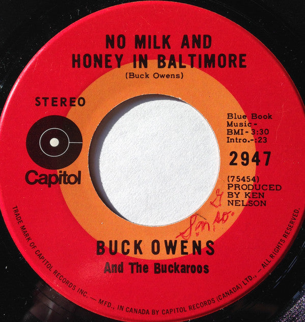 Buck Owens And The Buckaroos* : No Milk And Honey In Baltimore (7")