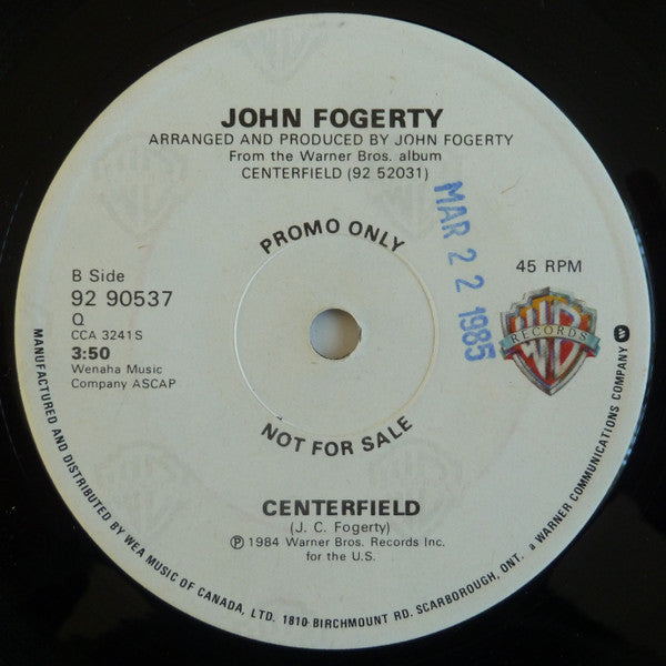 John Fogerty : Rock And Roll Girls / Centerfield (7", Single, Promo)