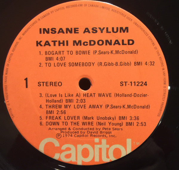 Kathi McDonald : Insane Asylum (LP, Album)