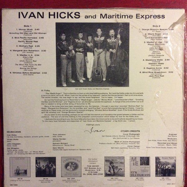 Ivan Hicks (2), Maritime Express : Fiddlingly Yours (LP, Album)